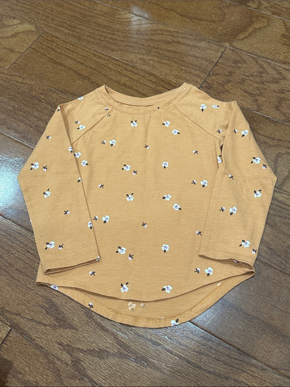 Cat & Jack Long-Sleeve Floral Top in Orange, mustard yellow